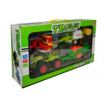 Poľnohospodársky traktor s prívesmi zeleno-čierny